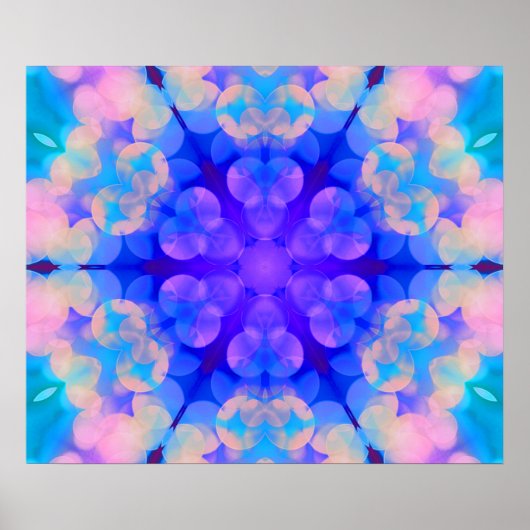 ブルー&ピンクグラデーションパステルバブルアート ポスター (正面)