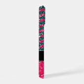 ブルー&ピンクグリッターシェブロンパーソナライズされたディフェンダー iPhone 15ケース (右側面)