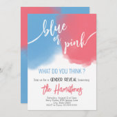 ブルー&ピンクジェンダーリビールベビーシャワー招待状 招待状 (正面/裏面)