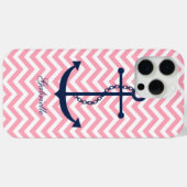 ブルー&ピンクジガスパターンいかり Case-Mate iPhoneケース (裏面 (横))