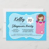 ブルー&ピンクスリーパーパーティー誕生日招待状 招待状 (正面)