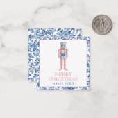 ブルー&ピンクチノワセリートイレクリスマスくるみクラッカー ノートカード (正面/裏面インサイチュ)