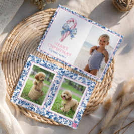 ブルー&ピンクチノワセリートイレクリスマスキャンディーケーン シーズンカード