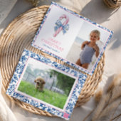 ブルー&ピンクチノワセリートイレクリスマスキャンディーケーン シーズンカード