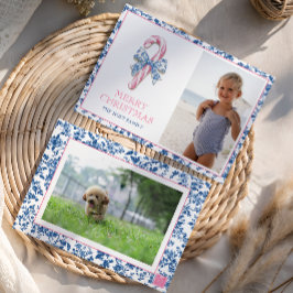 ブルー&ピンクチノワセリートイレクリスマスキャンディーケーン シーズンカード