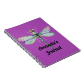 ブルー&ピンクドラゴンフライ紫パーソナルジャーナル ノートブック (右側)