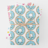 ブルー&ピンクドーナツ包装紙シート ラッピングペーパーシート (インサイチュ)