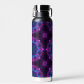 ブルー&ピンクネオンダーク万華鏡のように千変万化するパターングラデーション ウォーターボトル (正面)