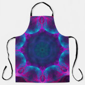 ブルー&ピンクネオンダーク万華鏡のように千変万化するパターングラデーション エプロン (正面)