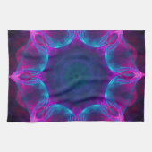 ブルー&ピンクネオンダーク万華鏡のように千変万化するパターングラデーション キッチンタオル (横)