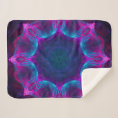 ブルー&ピンクネオンダーク万華鏡のように千変万化するパターングラデーション シェルパブランケット (正面(横))