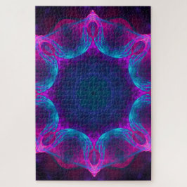 ブルー&ピンクネオンダーク万華鏡のように千変万化するパターングラデーション ジグソーパズル