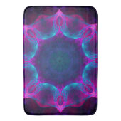 ブルー&ピンクネオンダーク万華鏡のように千変万化するパターングラデーション バスマット (正面縦)