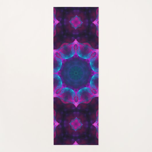 ブルー&ピンクネオンダーク万華鏡のように千変万化するパターングラデーション ヨガマット (正面)