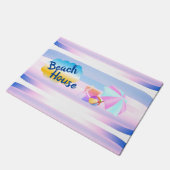 ブルー&ピンクビーチハウスドアマット ドアマット (アングル)