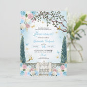 ブルー&ピンクフェアリー魅惑ガーデンキンセアニェラ 招待状 (スタンド正面)