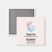 ブルー&ピンクベビーボトルかわいいサンキュー マグネット (正面/裏面)