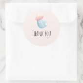 ブルー&ピンクベビーボトルかわいいサンキュー ラウンドシール (バッグ)