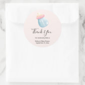 ブルー&ピンクベビーボトルかわいいサンキュー ラウンドシール (バッグ)