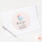 ブルー&ピンクベビーボトルかわいいサンキュー ラウンドシール (封筒)