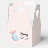 ブルー&ピンクベビーボトルかわいい水玉模様 フェイバーボックス (オープン)