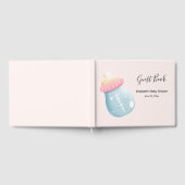 ブルー&ピンクベビーボトルかわいい赤ちゃんシャワー ゲストブック (全面)