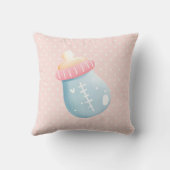 ブルー&ピンクベビーボトルかわいい クッション (裏面)