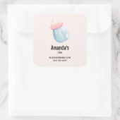 ブルー&ピンクベビーボトルかわいい スクエアシール (バッグ)