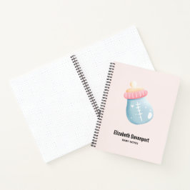 ブルー&ピンクベビーボトルかわいい ノートブック