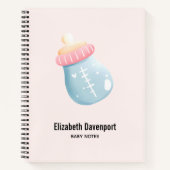 ブルー&ピンクベビーボトルかわいい ノートブック (正面)