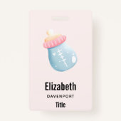 ブルー&ピンクベビーボトルかわいい バッジ (裏面)