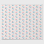 ブルー&ピンクベビーボトルかわいい ラッピングペーパー (フラット)