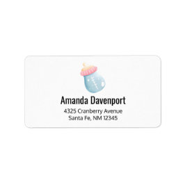 ブルー&ピンクベビーボトルかわいい ラベル