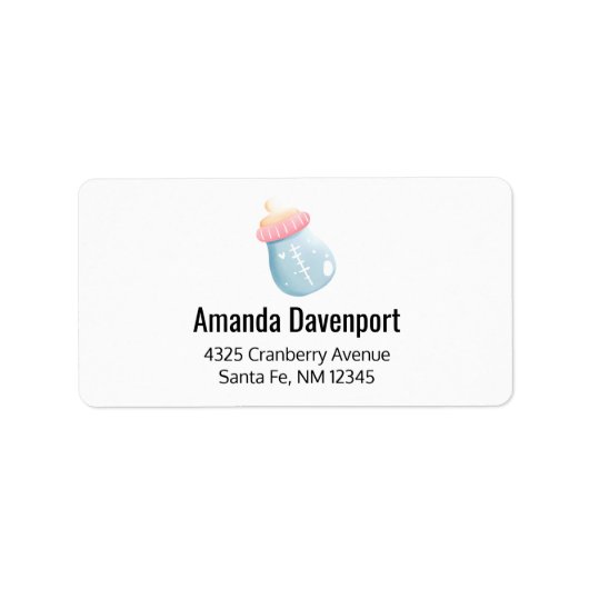 ブルー&ピンクベビーボトルかわいい ラベル (正面)