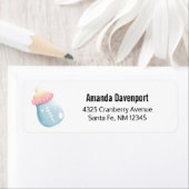 ブルー&ピンクベビーボトルかわいい ラベル (インサイチュ)