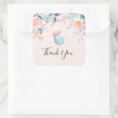 ブルー&ピンクベビーボトルとフラワー縁ど スクエアシール (バッグ)