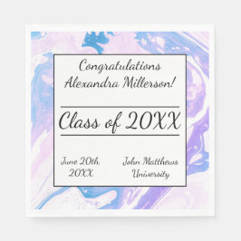 ブルー&ピンクマーブル絵を描絞り染め紙ナプキンス スタンダードランチョンナプキン