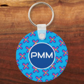 ブルー/ピンクモノグラムキーチェーン キーホルダー (裏面)