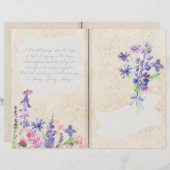 ブルー&ピンクワイルドフラワースクラップブック紙 (正面/裏面)