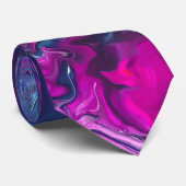 ブルー&ピンク大理石アクリルアブストラクション ネクタイ (ロール)