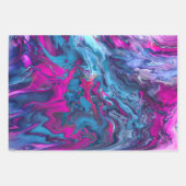 ブルー&ピンク大理石アクリルアブストラクション ラッピングペーパーシート (正面3)
