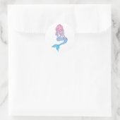 ブルー&ピンク抽象芸術人魚タトゥー ラウンドシール (バッグ)