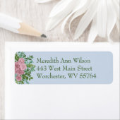 ブルー&ピンク結婚ズパステルフローラ春 ラベル (インサイチュ)