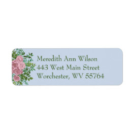 ブルー&ピンク結婚ズパステルフローラ春 ラベル