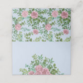 ブルー&ピンク結婚ズヴィンテージパステルフローラ プレイスカード (外部開封)