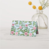 ブルー&ピンク結婚ズヴィンテージパステルフローラ プレイスカード (裏面)