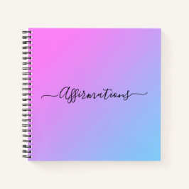 ブルー&ピンク絞り染めブラックタイポグラフィ肯定 ノートブック