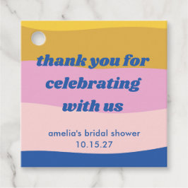 ブルー ピンク イエロー カスタム ブライダルシャワー 感謝 フェイバータグ