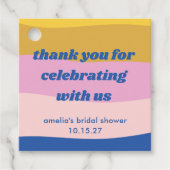 ブルー ピンク イエロー カスタム ブライダルシャワー 感謝 フェイバータグ (正面)