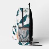ブルー ピンク エレガント 水彩 花 春 ボヘミア プリントバックパック (右)